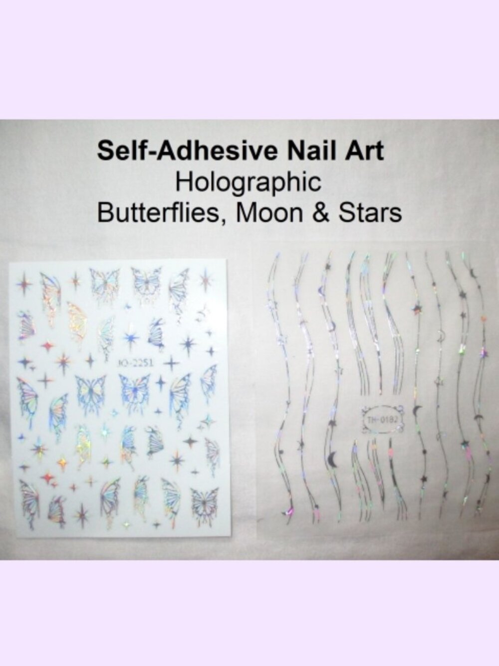 Holographic Butterfly & Star - Self-Adhesive 3D Nail Art Sticker Decals Manicure